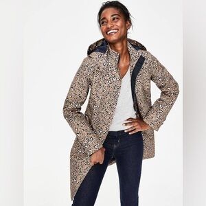Boden Suki Waterproof Coat In Leopard Print Tan Women’s Size 8
